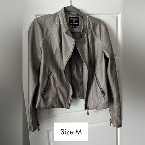Women's Gray Leather Jacket